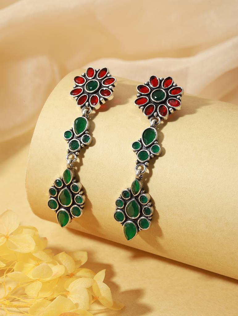 Yellow Stone Studded Drop Earrings. : SJER2138