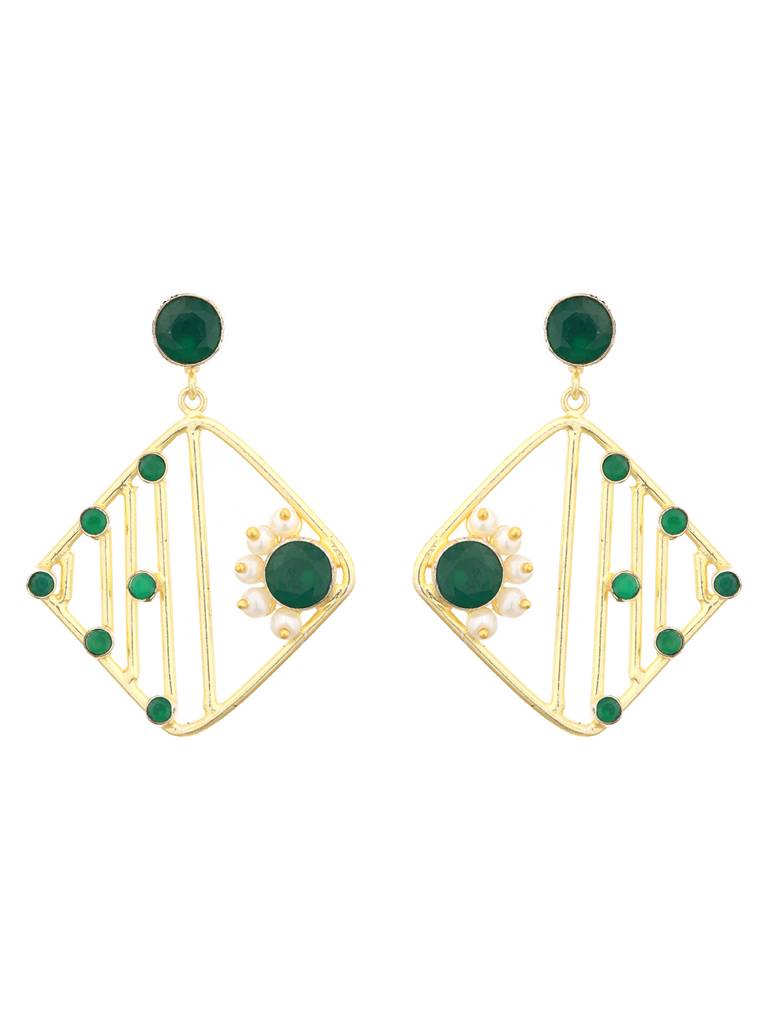 Yellow Stone Studded Studd Earrings : SJER2139