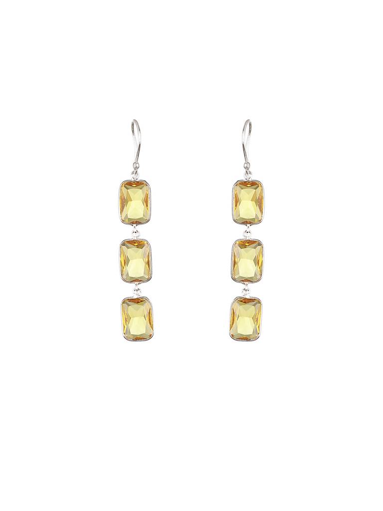Yellow Stone Studded Drop Earrings : SJER2140