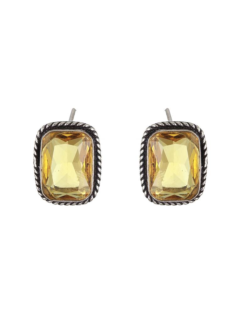 Yellow Stone Studded Studd Earrings. : SJER2141