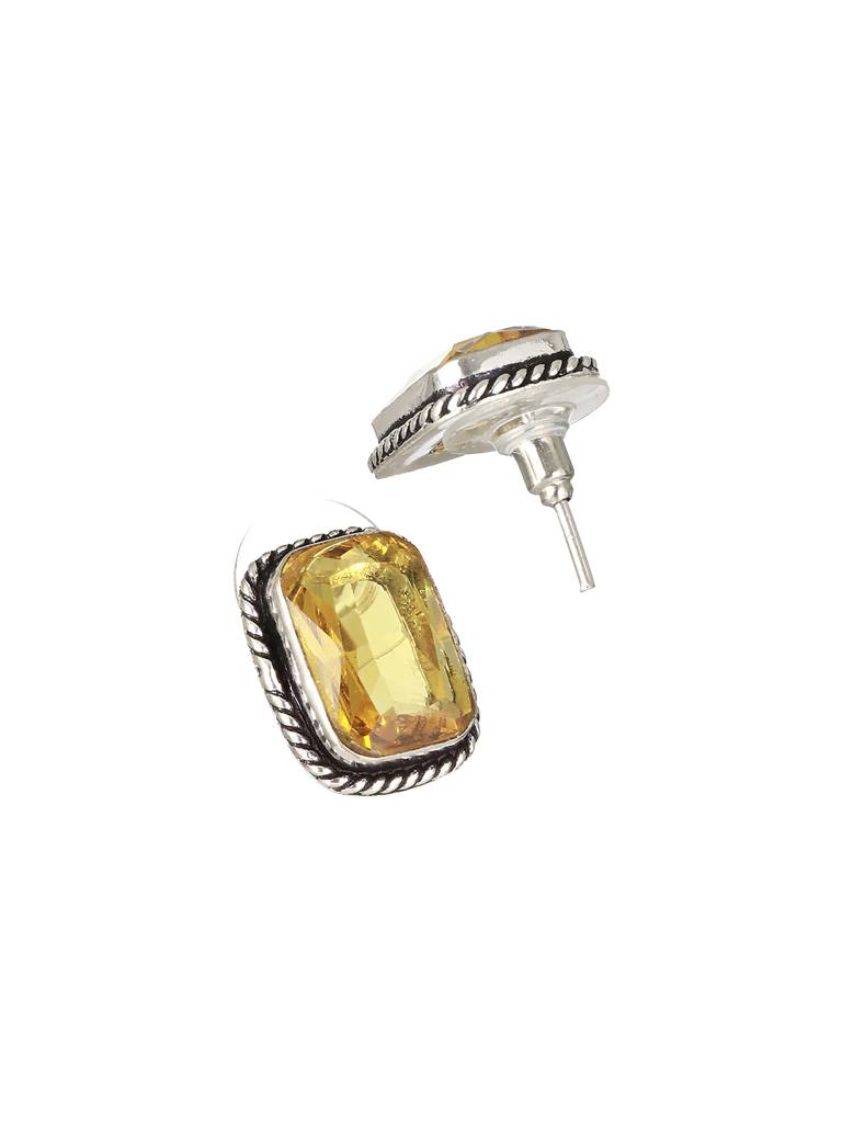 Yellow Stone Studded Studd Earrings. : SJER2141