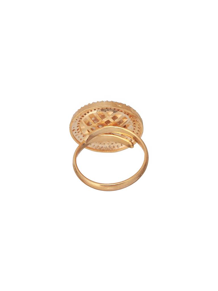 Gold Plated Original Kundan Studded Minimal Finger Ring : SJRG2179