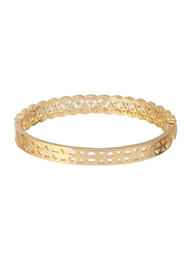 Gold Plated Cz Studded Minimal Bangle Bracelet : SJBR2182
