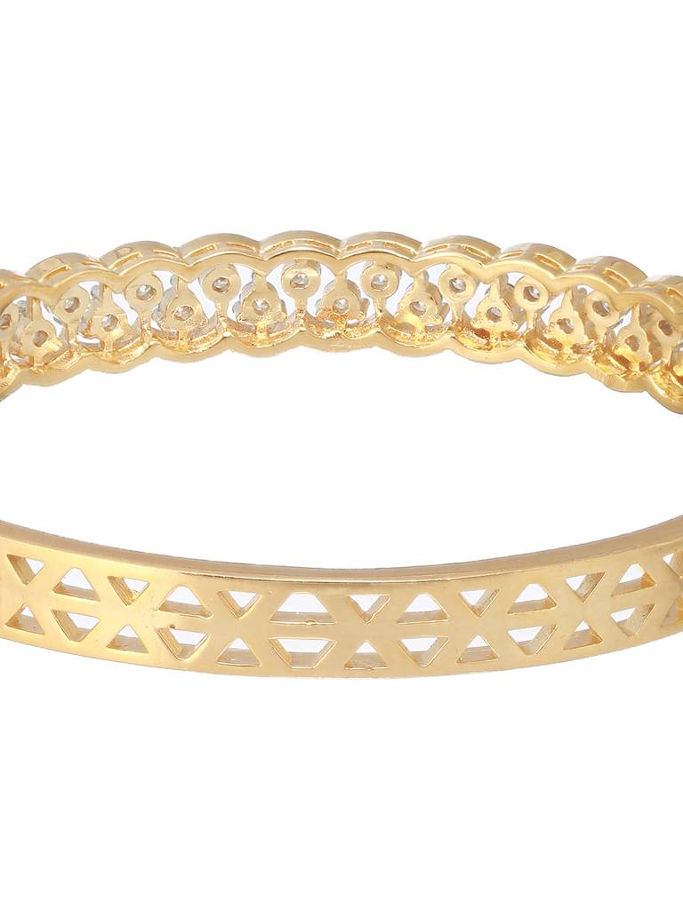 Gold Plated Cz Studded Minimal Bangle Bracelet : SJBR2182