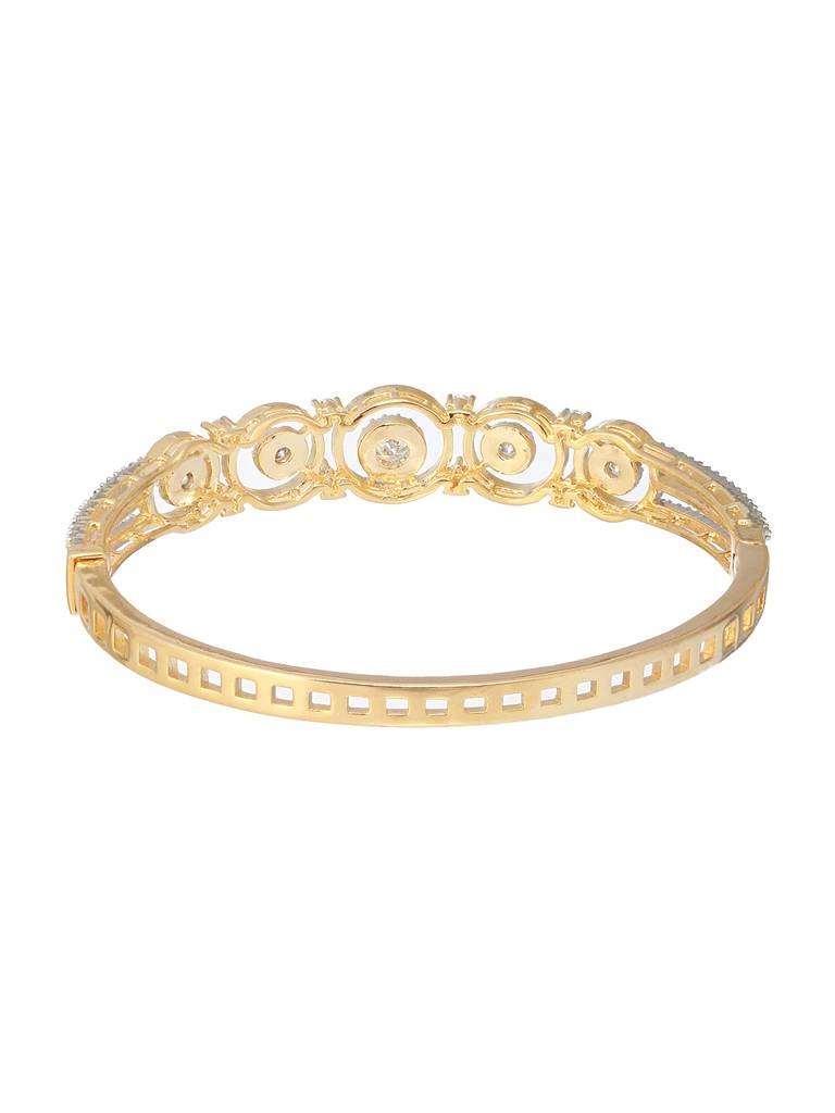 Gold Plated White Zircon Studded Minimal Bangle Bracelet : SJBR2186