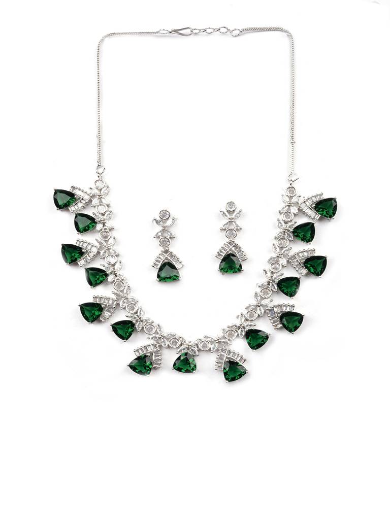 Cz Ad Necklace Set For Glamorous Lookâ : AD127GREEN