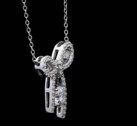 Pure 925 Silver Bow Moissanite Pendant For Women : SYM-0744