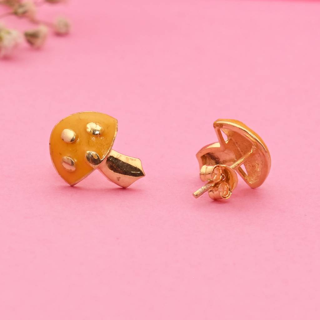 925 Pure Silver Mushroom Inspired Stud Earrings For Girls And Kids : TWP1306