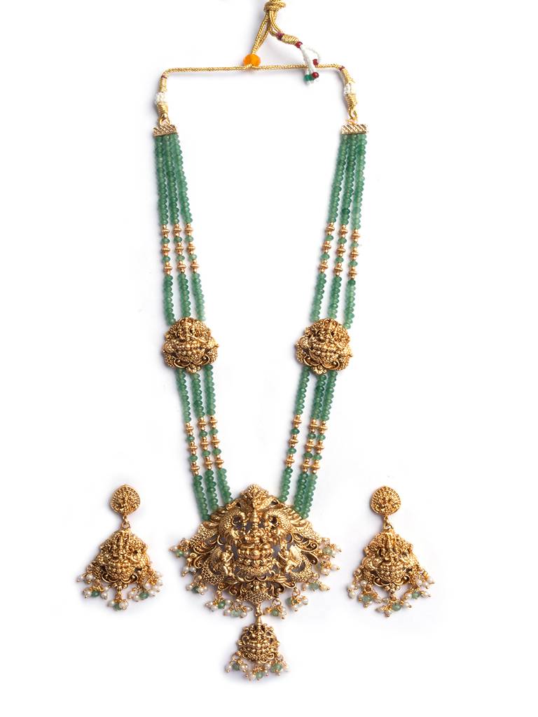 Traditional Goddess Green Haram Set : PA16