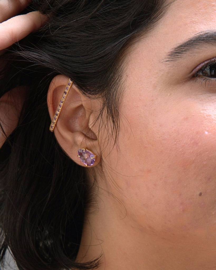 Aria 2 In 1 Stone And Flower Studs Amethyst : EBAM2E