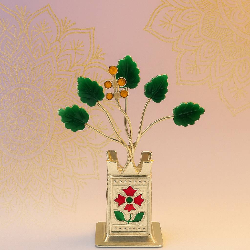 925 Pure Silver Tulsi Plant | Silver Tulsi Podha For Pooja And Spiritual Benefits : AA1010