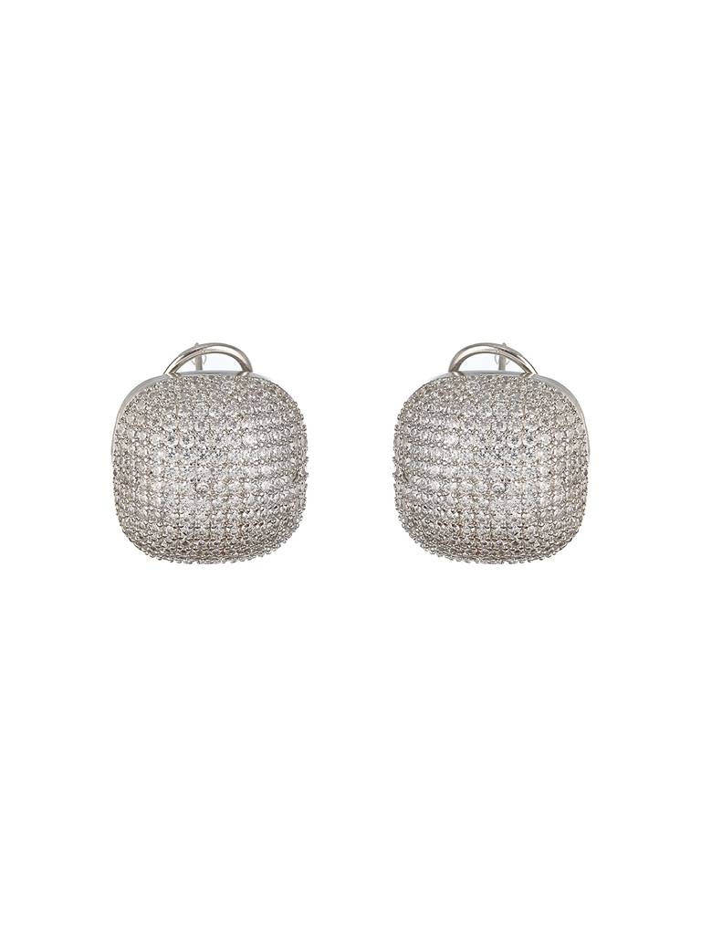 White Rhodium Zircon Square Studds Earring : SJER2200
