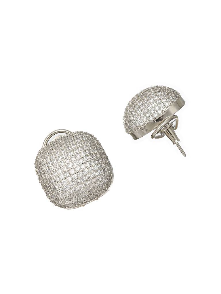 White Rhodium Zircon Square Studds Earring : SJER2200