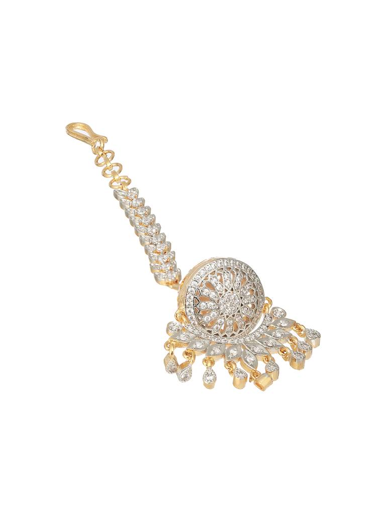 Gold Plated Cz Studded Exclusive Borla Mangtika : SJMT2208