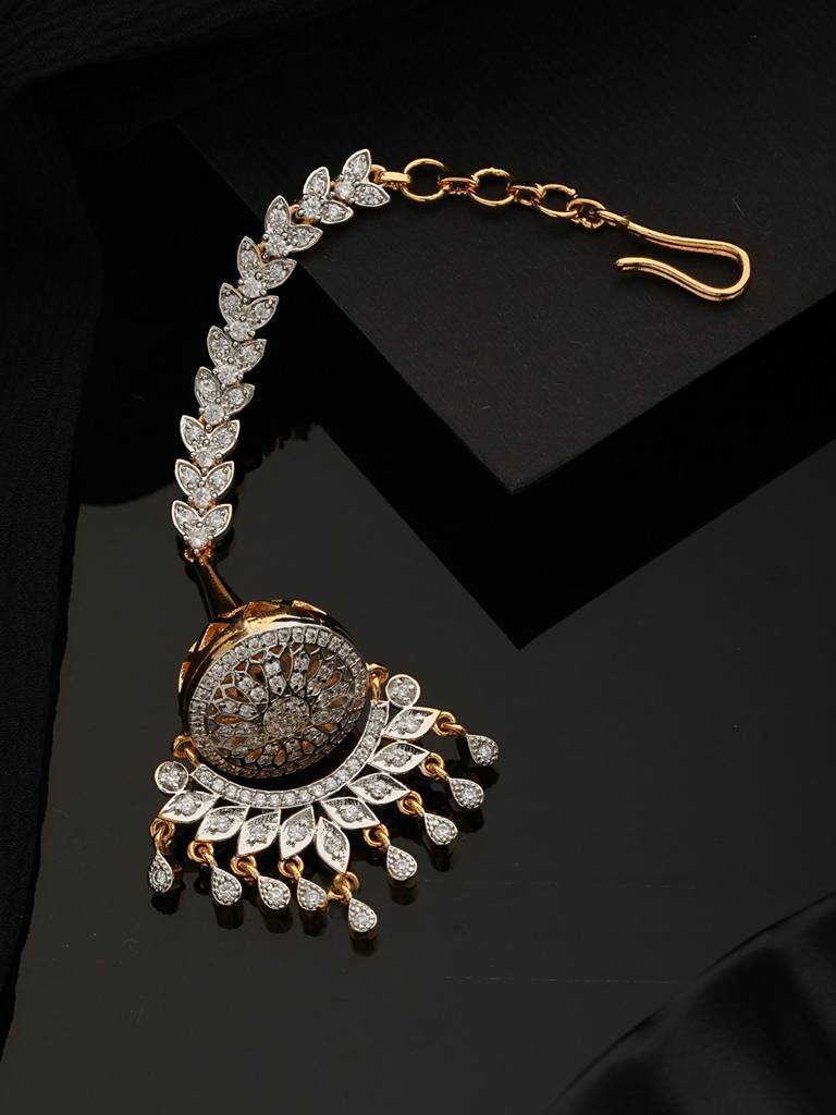 Gold Plated Cz Studded Exclusive Borla Mangtika : SJMT2208