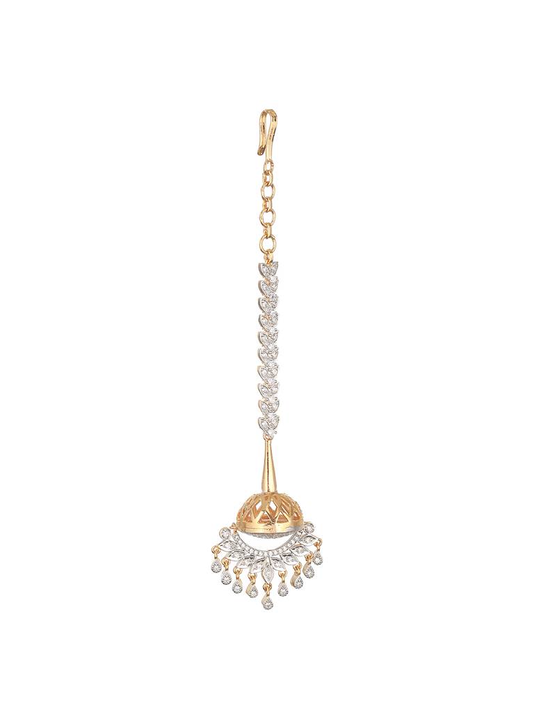 Gold Plated Cz Studded Exclusive Borla Mangtika : SJMT2208