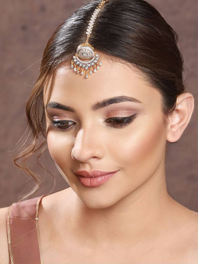 Gold Plated Cz Studded Exclusive Borla Mangtika : SJMT2208