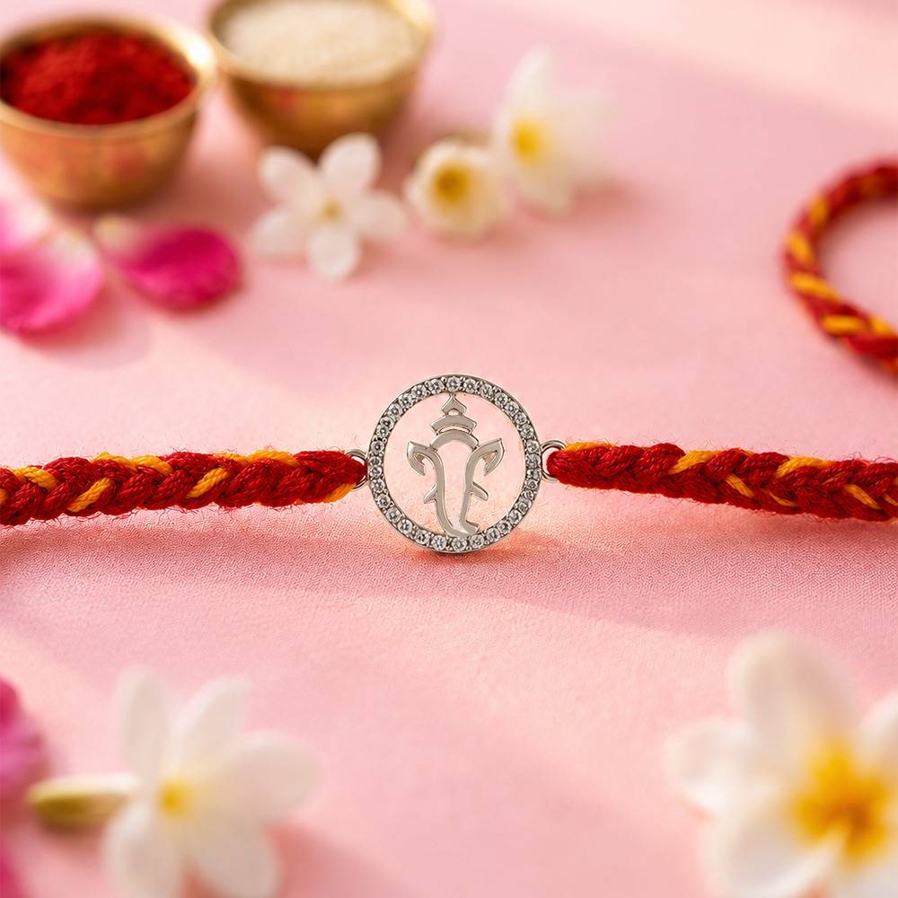 Eternz Certified Jewellery - Sorele Divine Ganesha Halo 925 Sterling Silver Rakhi