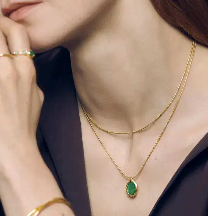 Odyssey Gemstone Detachable Pendant : PD-OD02-YG-GRN