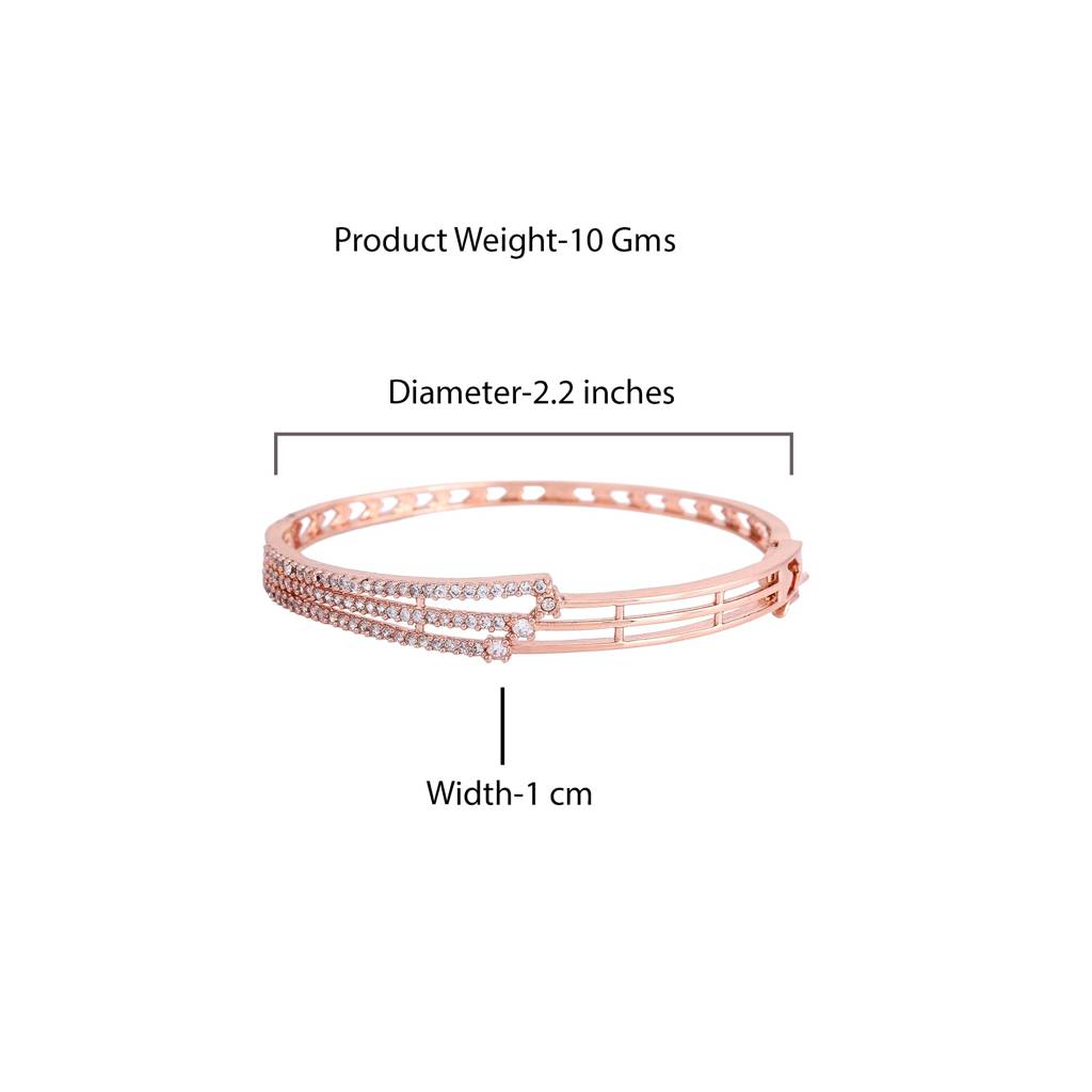 Opulent Glow: Radiant American Diamond Bracelet With Glossy Rosegold Plated For Women : AD-082-RGWEBR