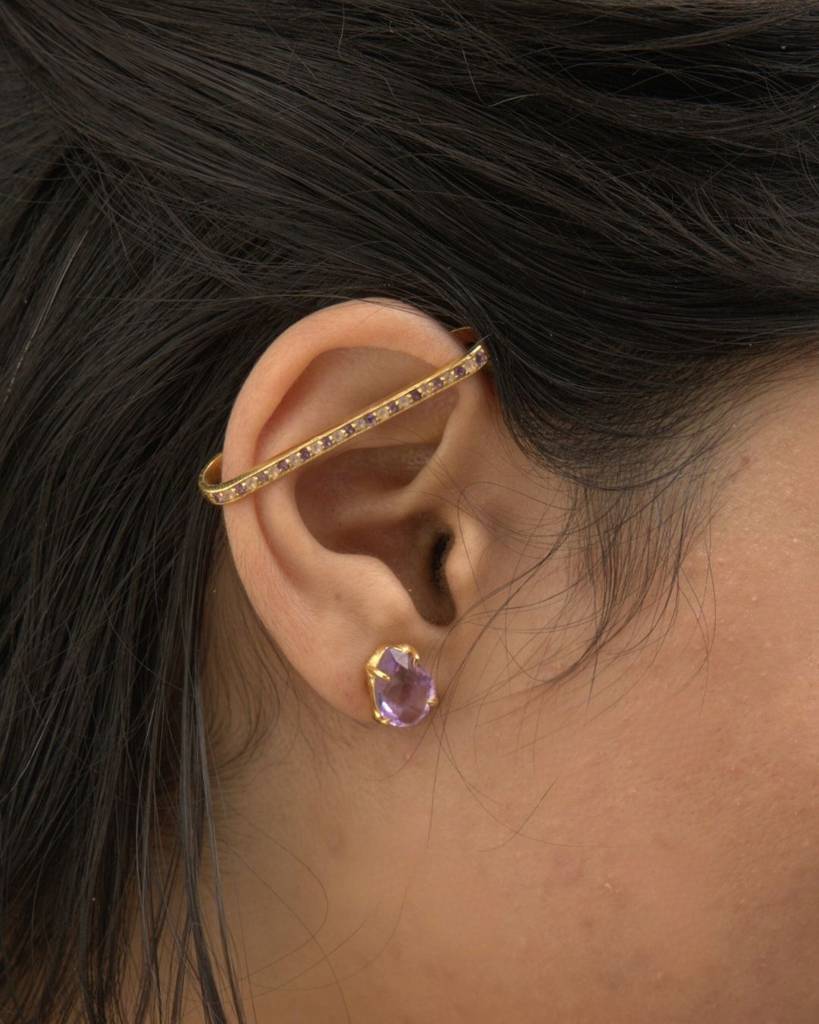 Aria 2 In 1 Stone And Flower Studs Amethyst : EBAM2E