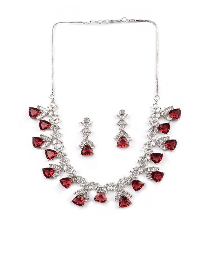 Cz Ad Necklace Set For Glamorous Lookâ : AD127RED