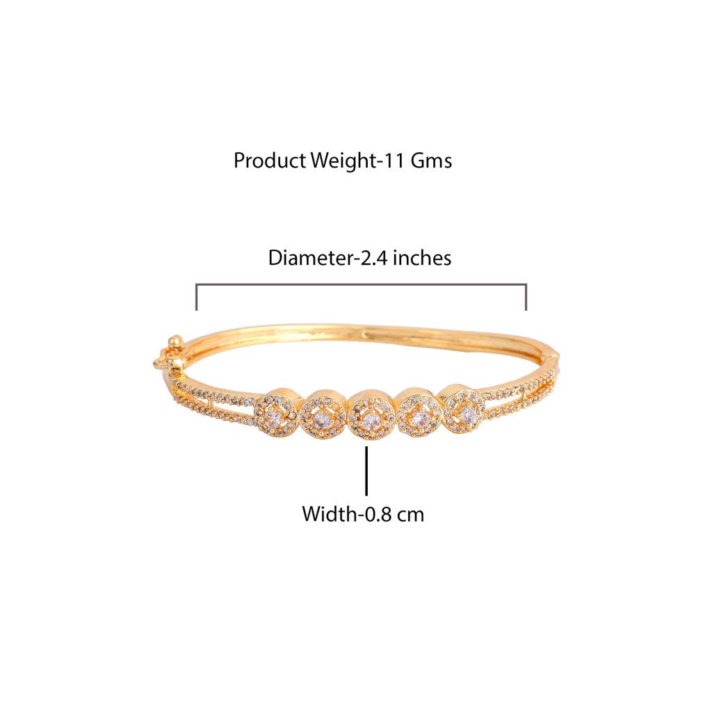 Delicate & Lightweight American Diamond Bracelet With Glossy Gold Plated For Women : AD-083-IGWEBR