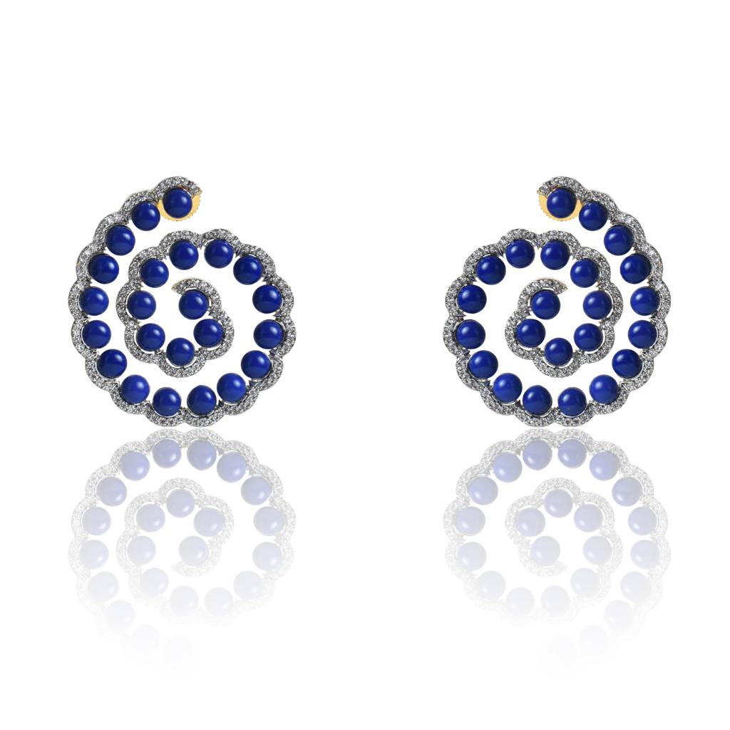 Lapis Lazuli Spiral Tops Earrings