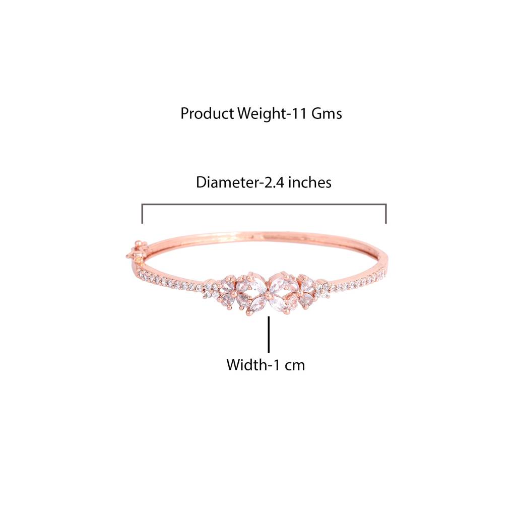 Luminous Luxe: Exquisite American Diamond Bracelet With Premium Rosegold Finish For Women : AD-080-RGWEBR