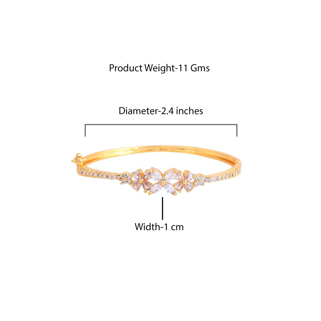 Eternal Spark: Sleek & Dazzling Gold Plated American Diamond Bracelet For Women : AD-080-IGWEBR
