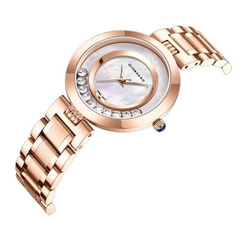 Giordano Dancing Diamonds Collection Analogue Watch For Women With Elegant Stainless Steel Strap And 3 Hand Mech : GZ-60083-55