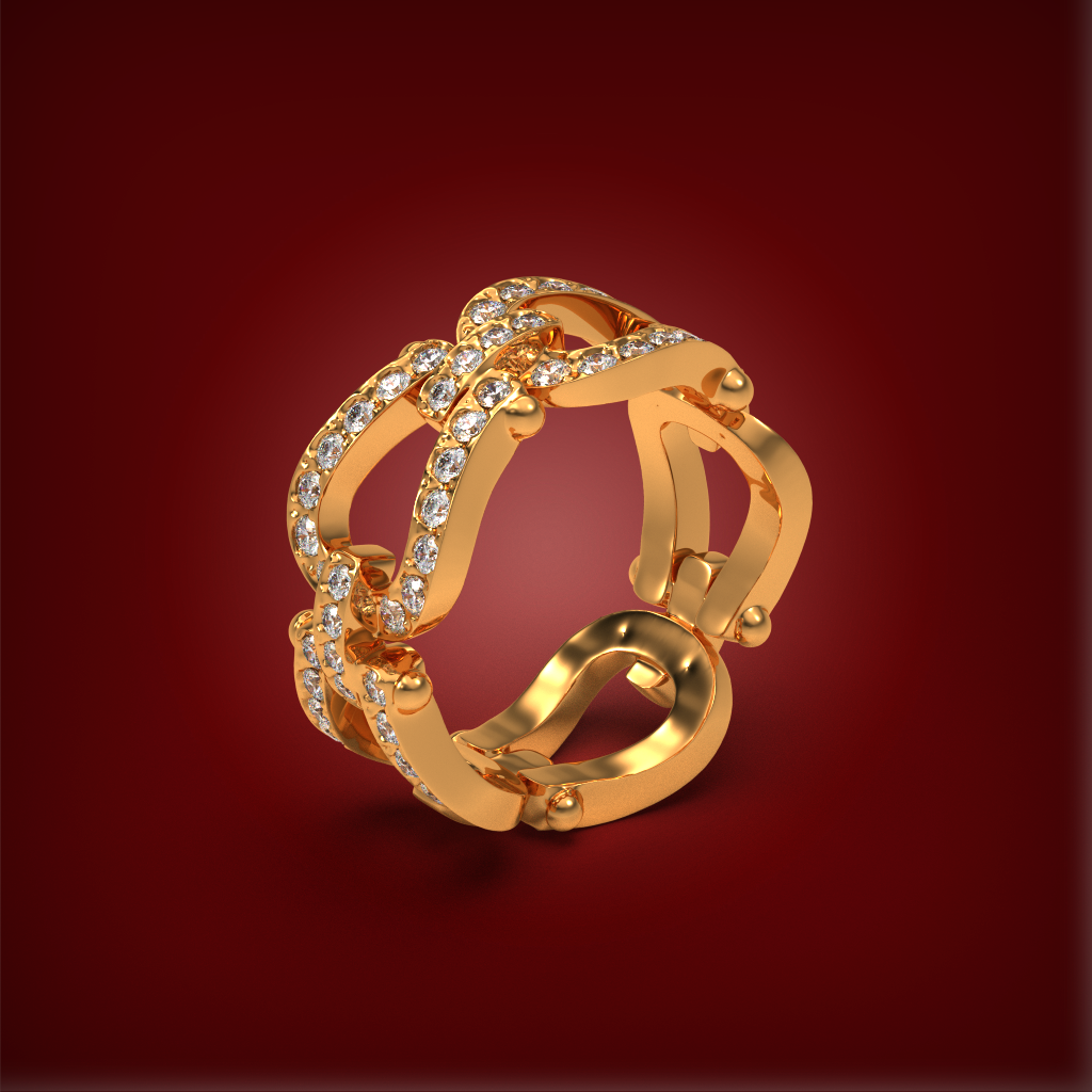 Equestrian Pavã© Link Ring | 925 Sterling Silver : HB115G5