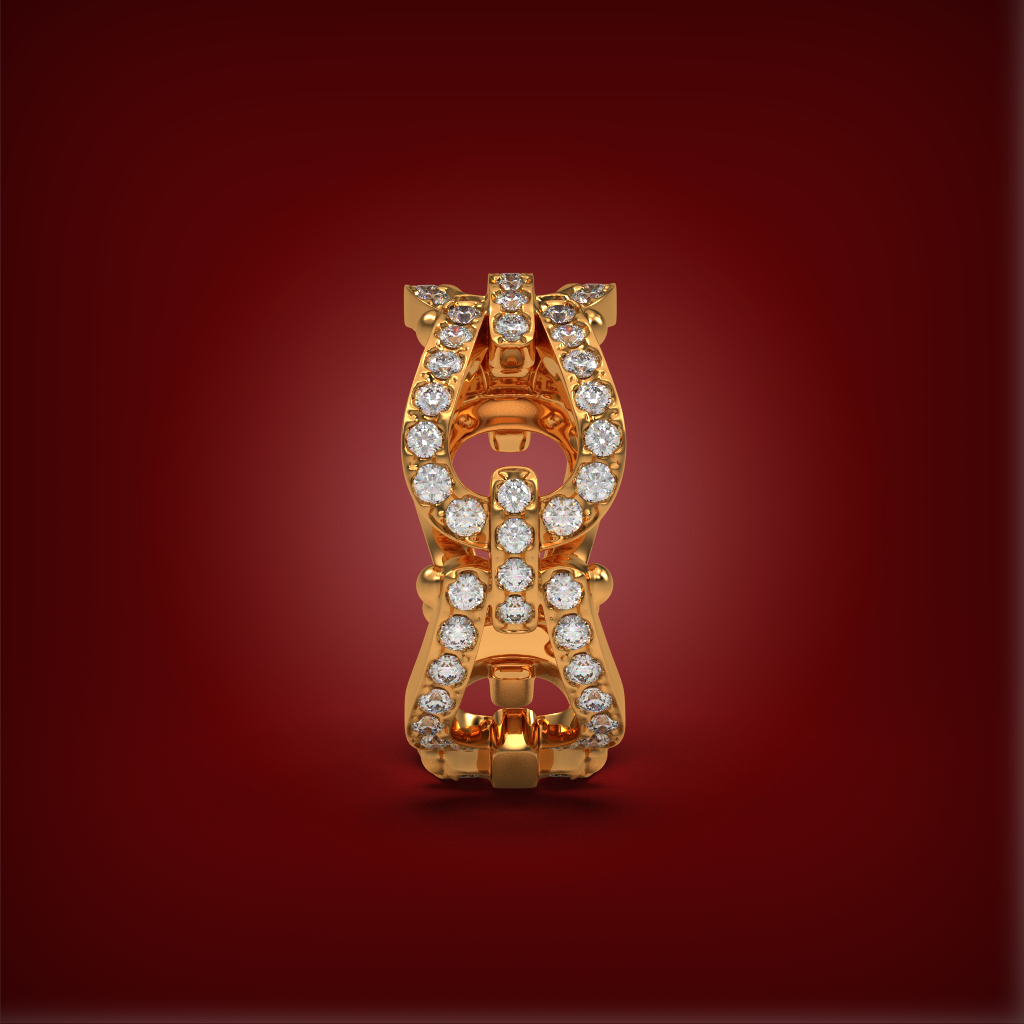 Equestrian Pavã© Link Ring | 925 Sterling Silver : HB115G5