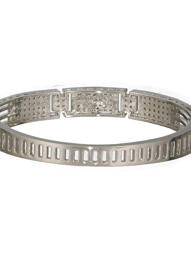 Silver Toned Ad Studded Designer Sleek Kada Bracelet : SJBR2319