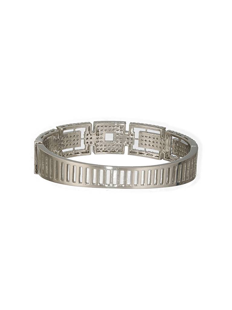 Silver Toned Cz Studded Luxe Trendy Bangle Kada Bracelet : SJBR2320
