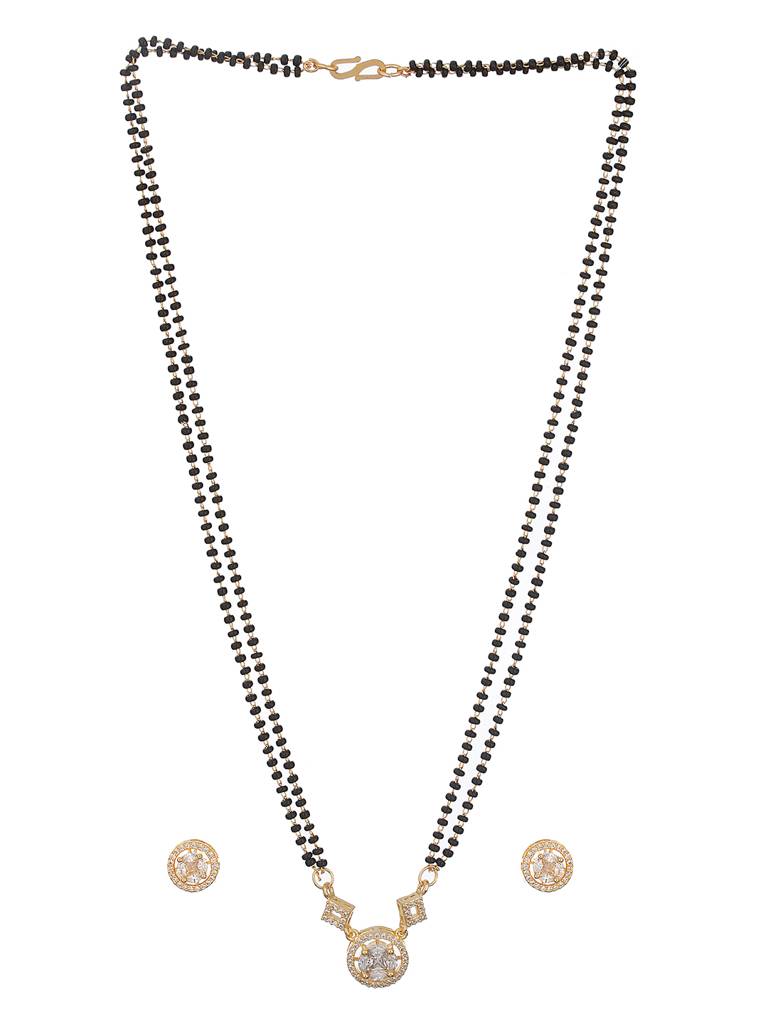 Gold Toned Solitaire Ad Minimal Mangalsutra Jewellery Set : SJMS2325