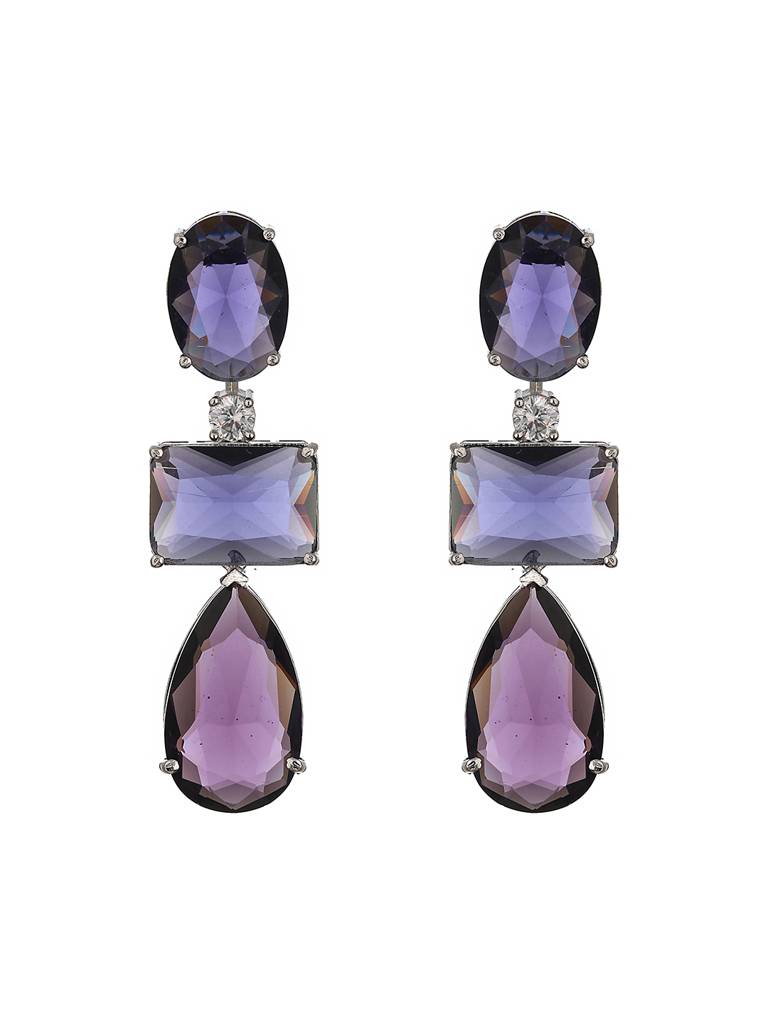 Silver Toned Blue Amethyst Doublet Studded Luxe Designer Necklace Jewellery Set : SJNK2328