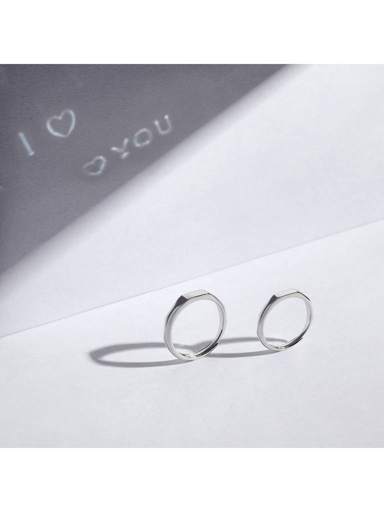 Couple'S Silver Promise Rings For Girlfriend & Boyfriend : RC24300-S