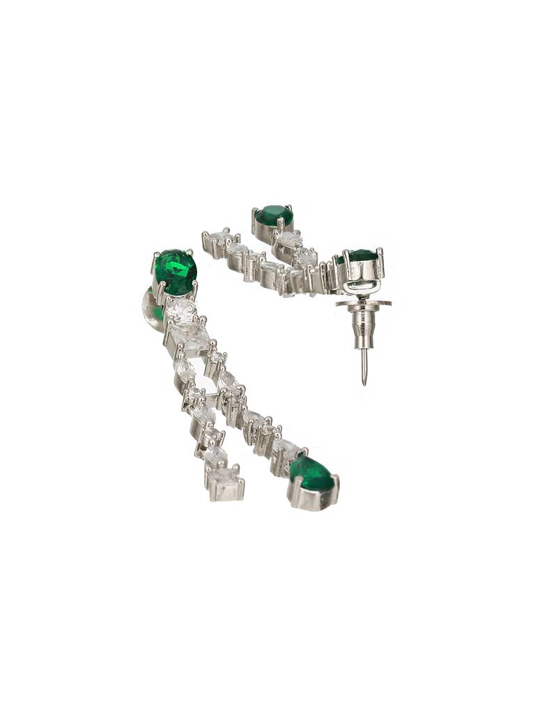 Silver Plated Green Ad Multilayered Luxe Bridal Jewellery Set : SJNK2331