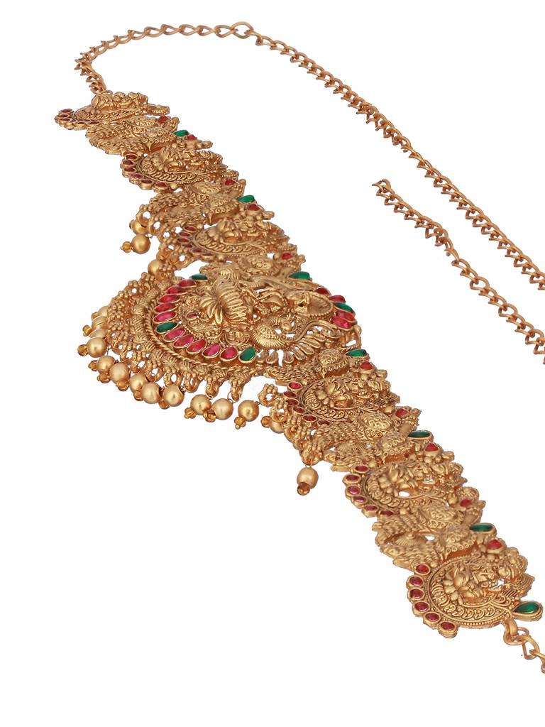 Gold Plated Antique Bridal  Temple Hip Belt Kamarbandh : SJKB2350