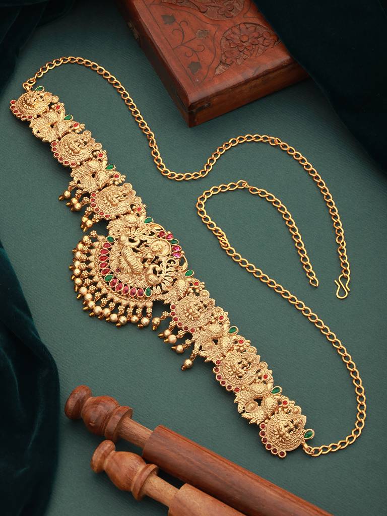 Gold Plated Antique Bridal Temple Hip Belt Kamarbandh Gold