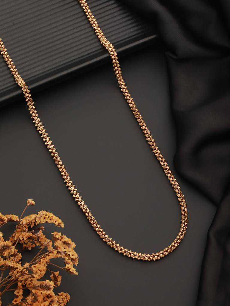 Gold Plated Ball Design 24 Inch Thick Dailywear Long Necklace