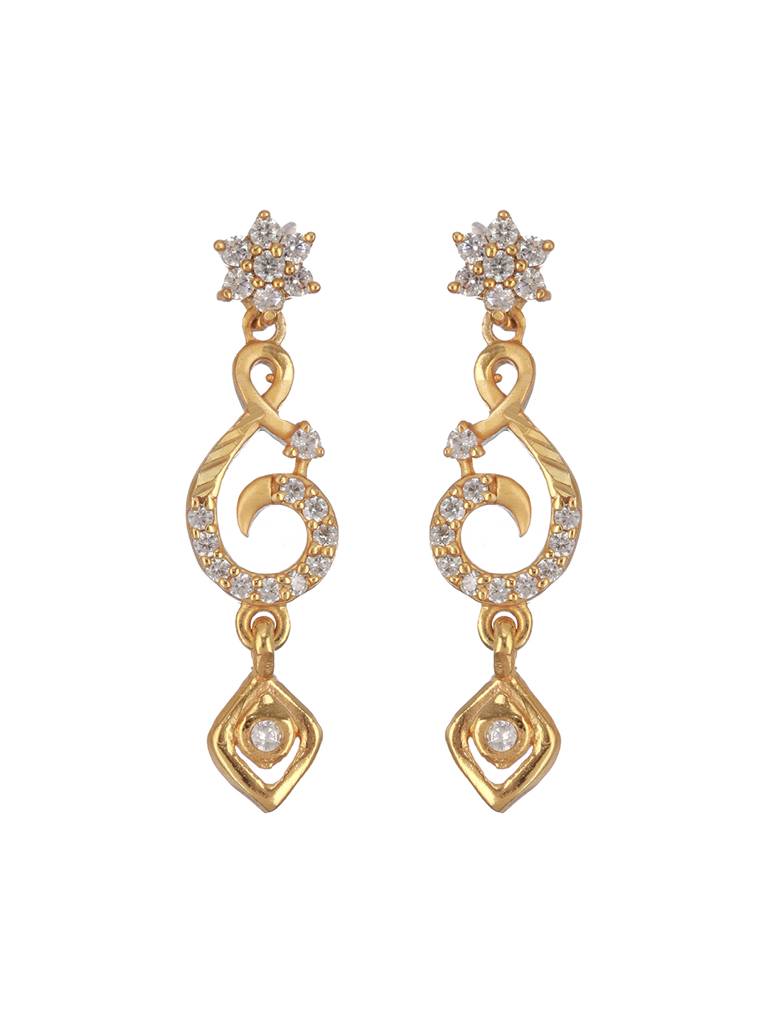 Gold Plated Zircon Studded Geometric Minimal Delicate Jewellery Set : SJNK2357