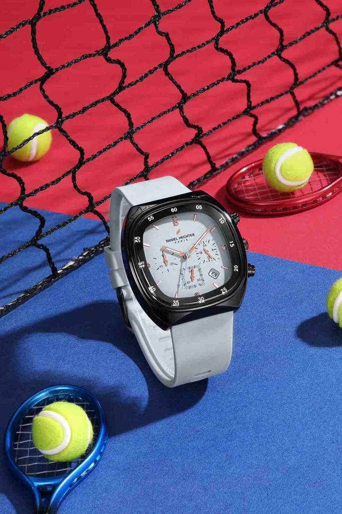 Daniel Hechter Paris Bercy Collection Modern Multi Functional Watch For Men With Square Dial And Silicon Band-Dhm : DHM1001-08