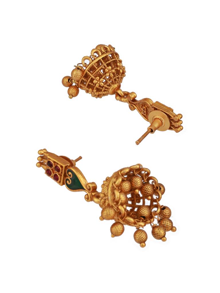 Gold Toned Green Enamelled Kerala Tradition Nagapadam Floral Choker Jewellery Set : SJNK2374