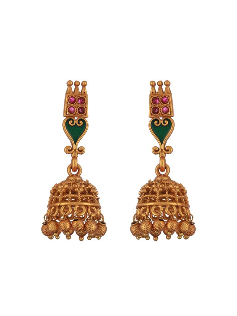Gold Toned Green Enamelled Kerala Tradition Nagapadam Floral Choker Jewellery Set : SJNK2374