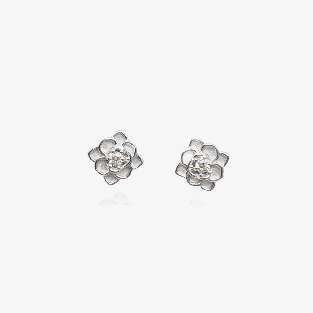 Rose Stud Earrings : ER-RS19-SL-CZ