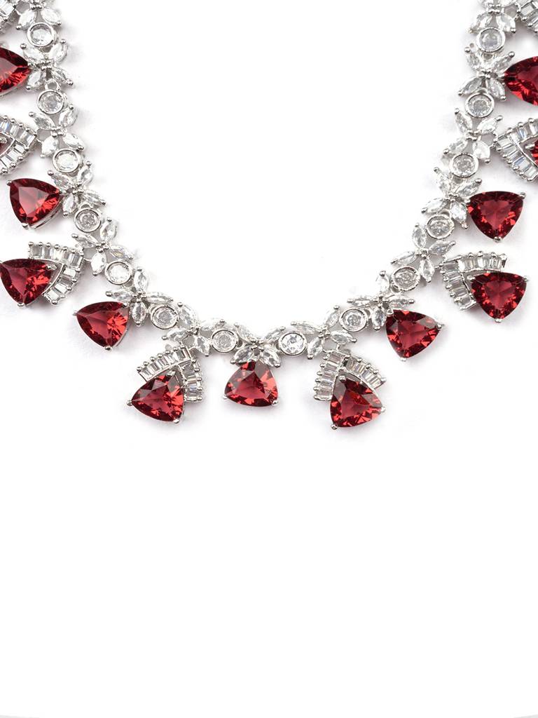 Cz Ad Necklace Set For Glamorous Lookâ : AD127RED
