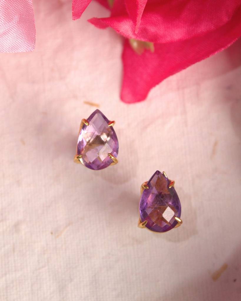 Aria 2 In 1 Stone And Flower Studs Amethyst : EBAM2E