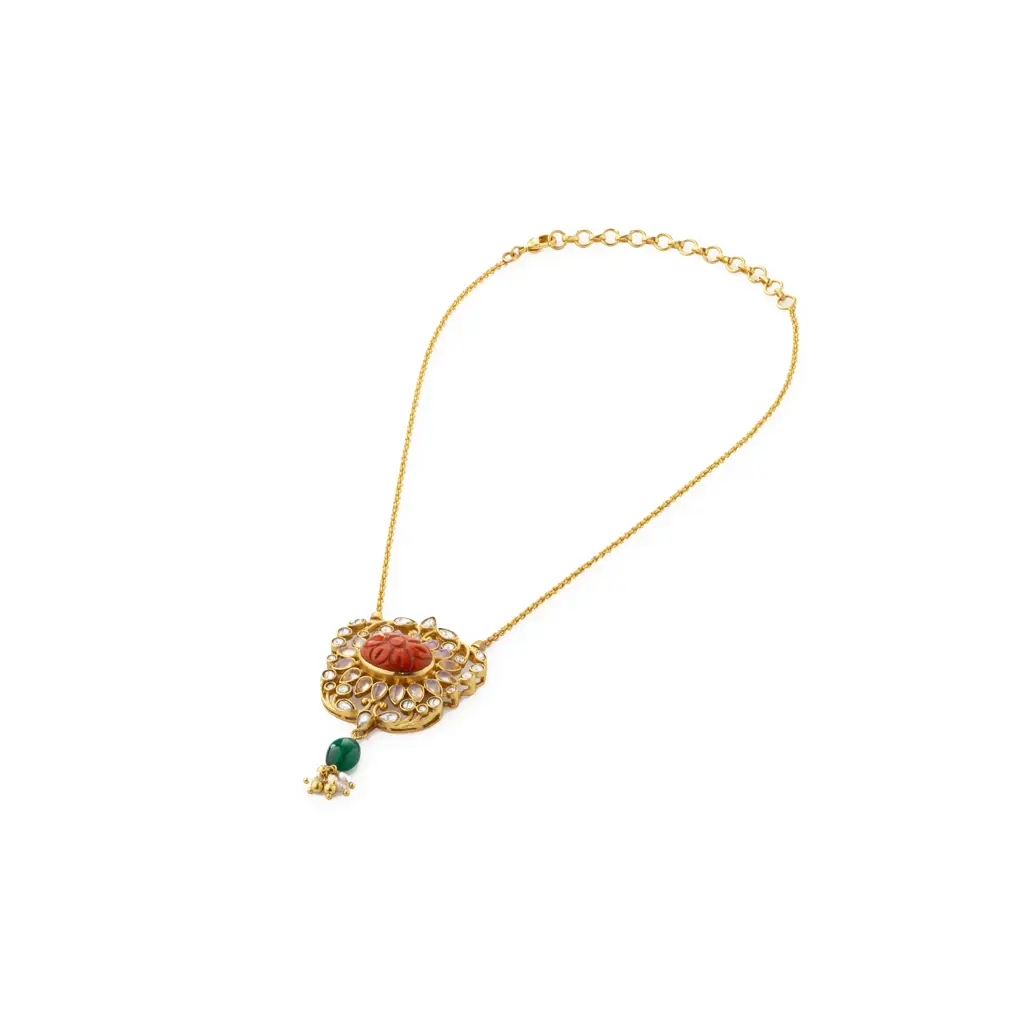 Gulmohar Mini Floralia Necklace Orange By Tribe Amrapali : 1070